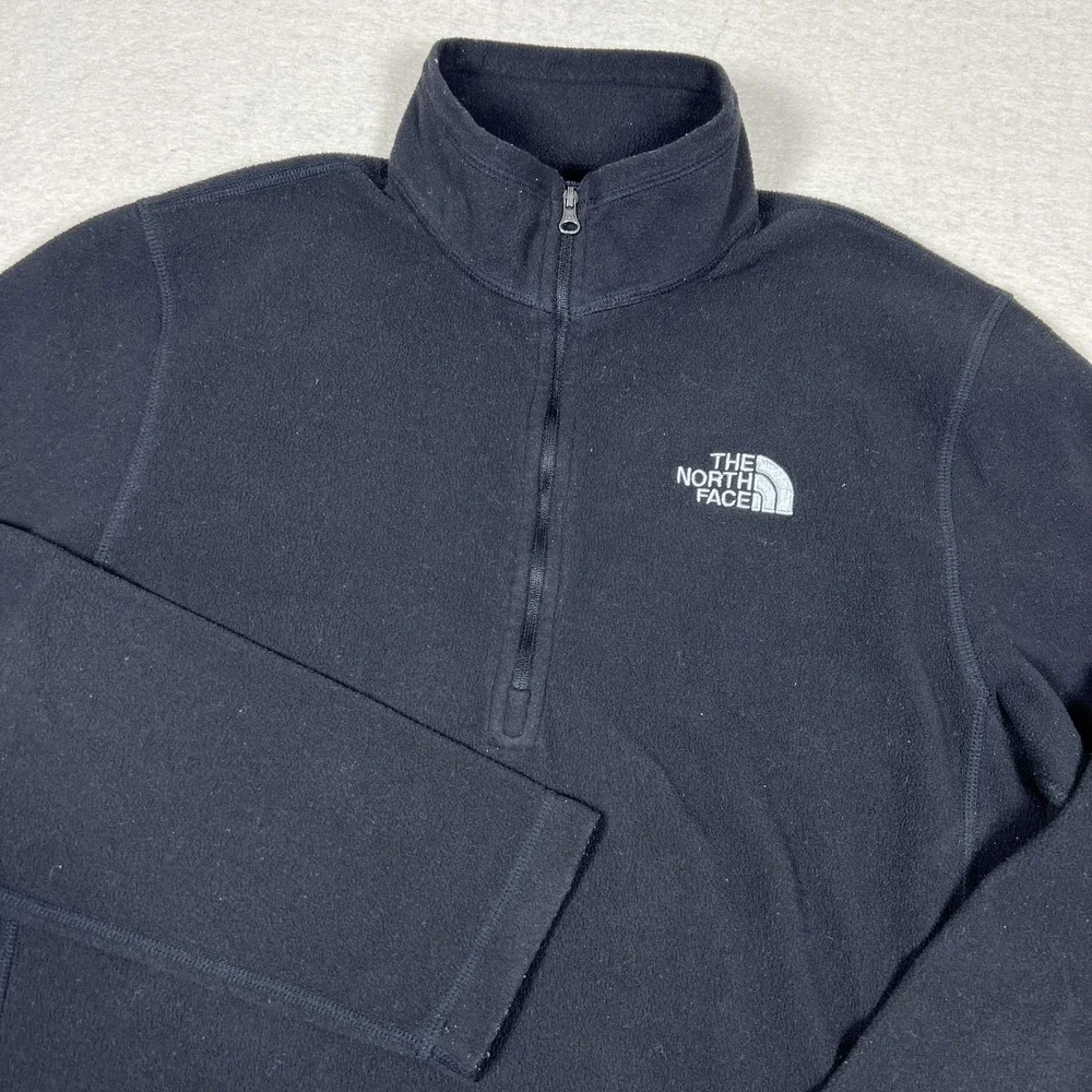 The North Face Quarter Zip Sweatshirt Mens Small‎ Black Fleece Pullover Logo